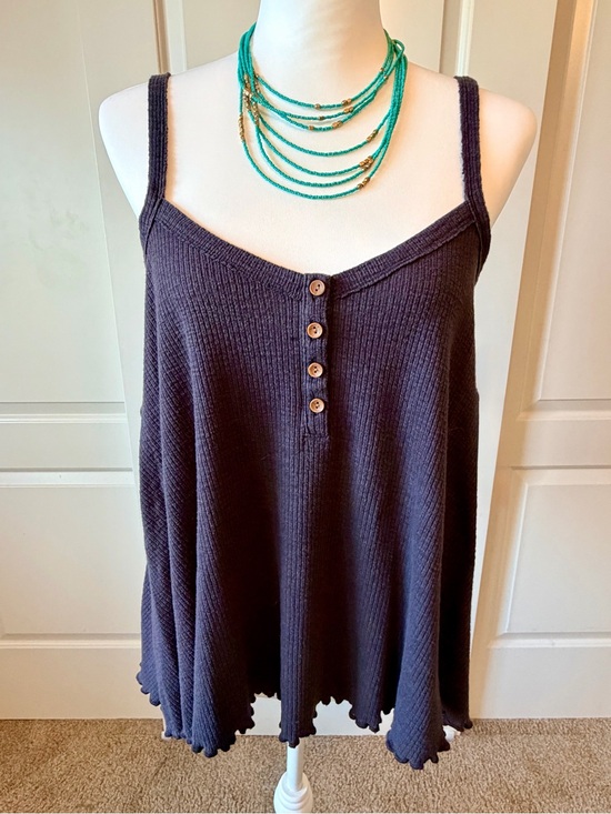 American Eagle Outfitters Tops - American Eagle Outfitters Black Ribbed Button Tank